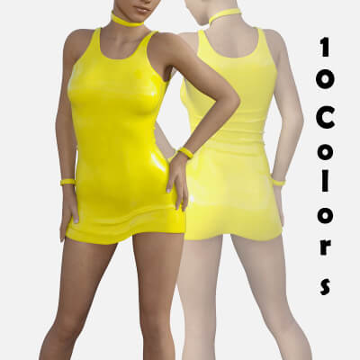 Shiny Short Dress in 10 Colors for Genesis 8 Female