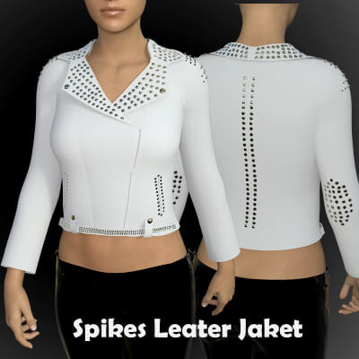 Spikes Leather Jacket for Genesis 8 Female
