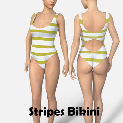 Stripes Bikini With 6 Different Colors for Genesis 8 Female