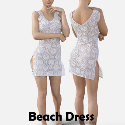 Transparent Beach Dress for Genesis 8 Female