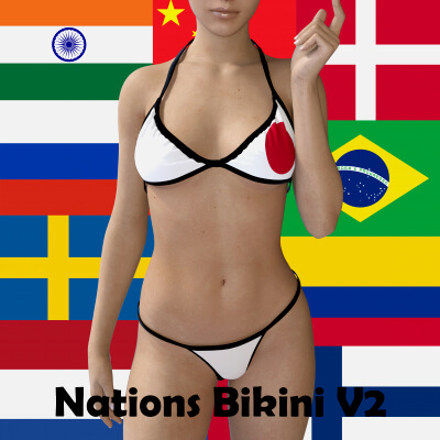 V2 Bikini Different Nations Variation for Genesis 8 Female