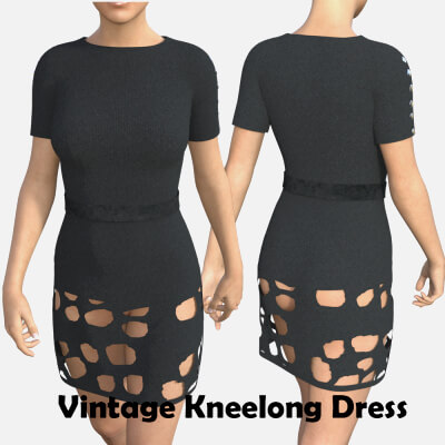 Vintage Kneelong Dress for Genesis 8 Female