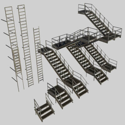 Stairs Industrial Staircase Set Angle Bar and Channel by Robin Hood