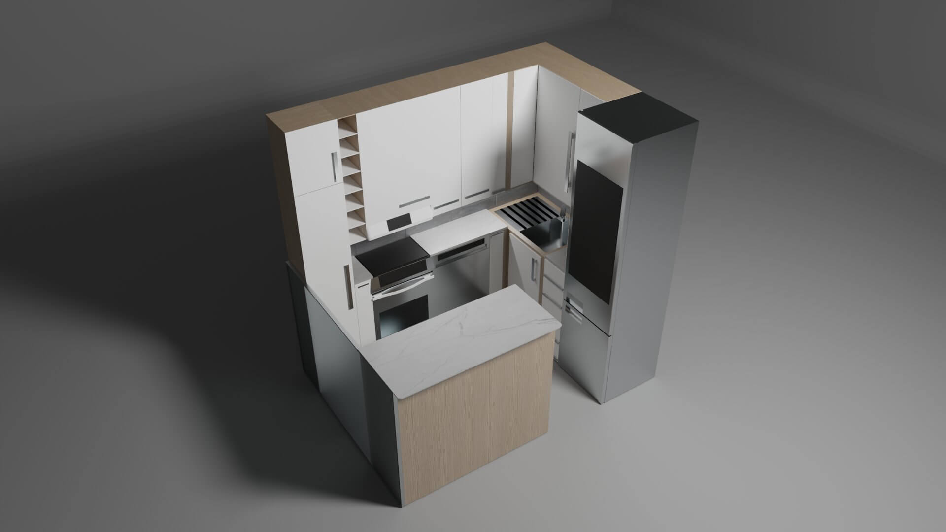 Kitchen 3D Render, Digital Art by Roleks
