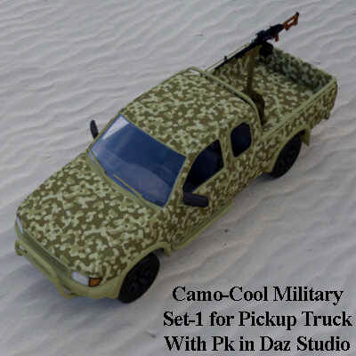 Camo-Cool Military Set-1 for Pickup Truck With Pk for Daz3D