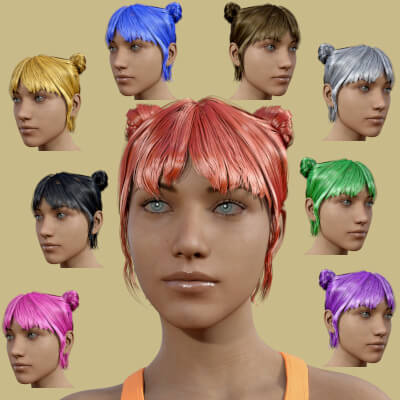 eGirl Hair Genesis 8 Female G8F Colorful Hair Textures DS