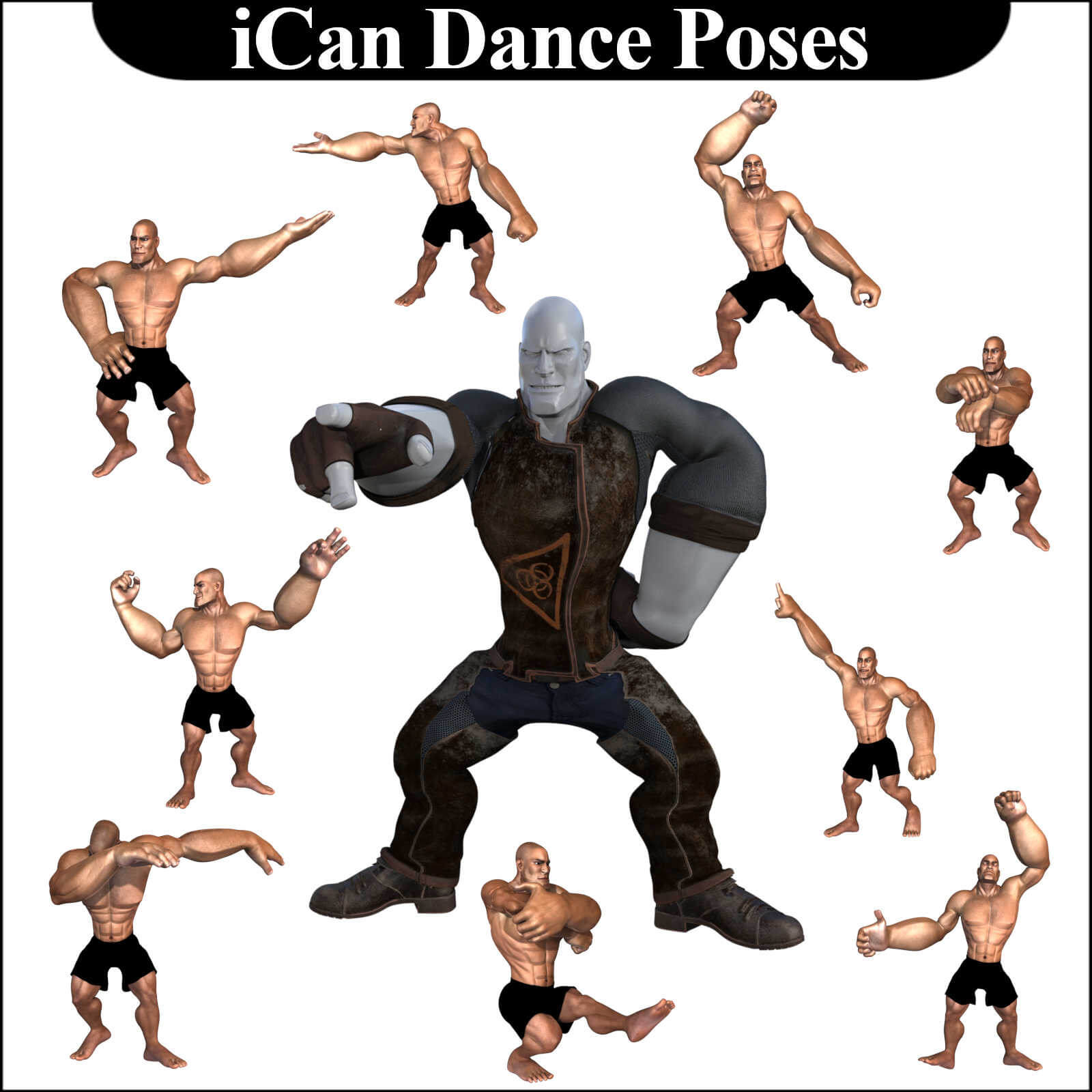 Dancing Dwayne iCan Dance Poses for Toon Dwayne 8 in Daz Studio by rolow