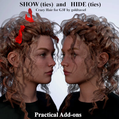 Practical Add-Ons Hide/Show for Crazy Hair G3F in DAZ Studio