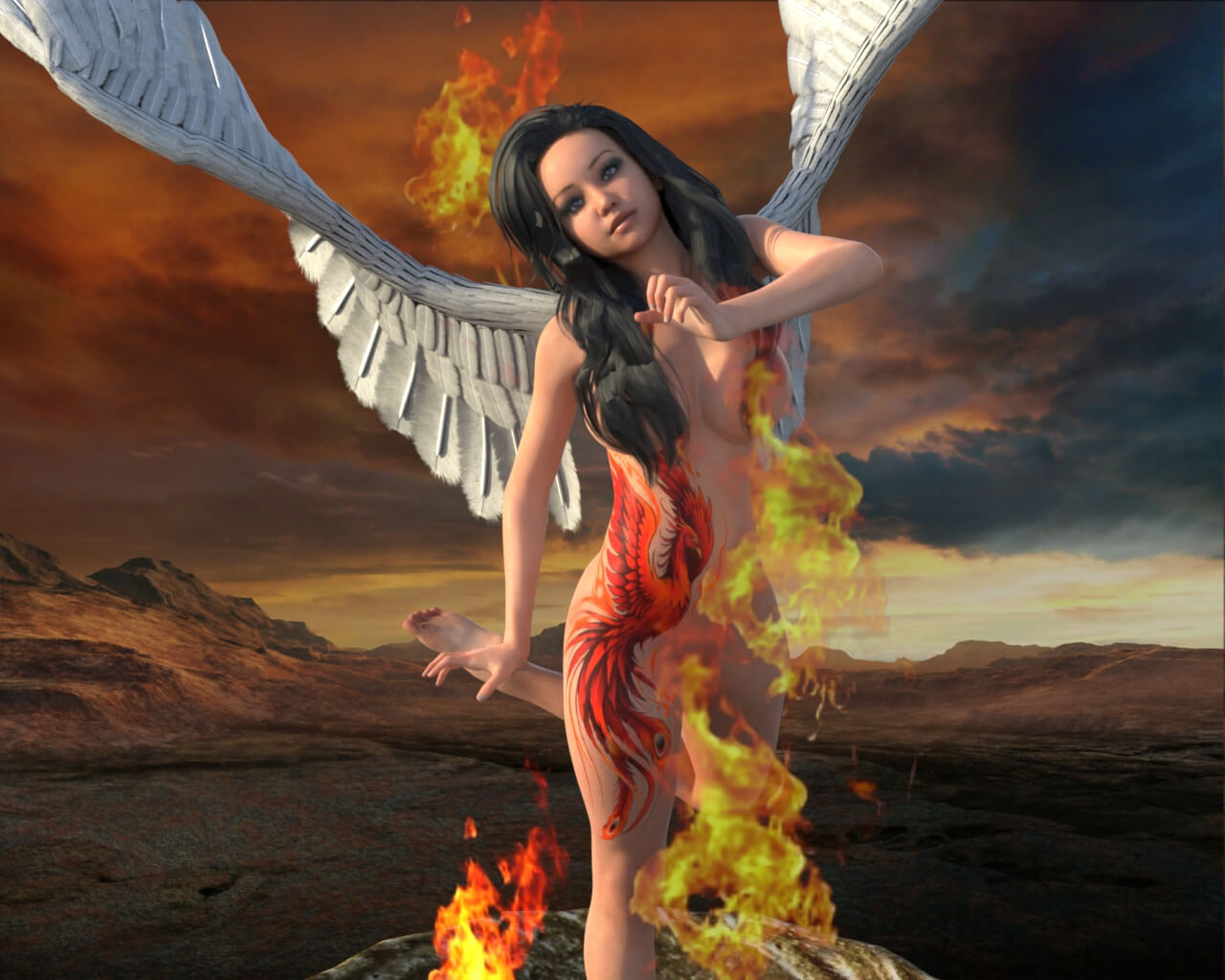 Firebird 3D Render, Digital Art by Rozsakert67