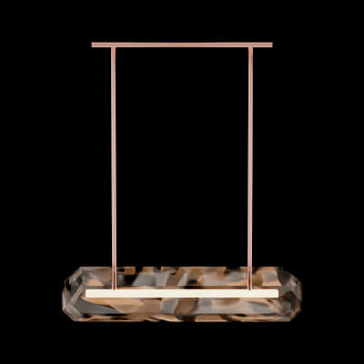 Modern Faceted Prism Pendant Light with Linear LED Bar