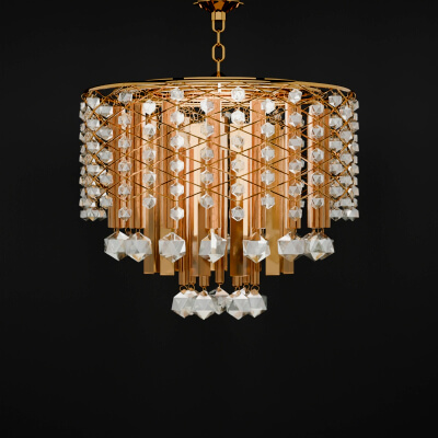 Modern Modular Crystal Chandelier Gold Editable by Ruth3Ddesigner
