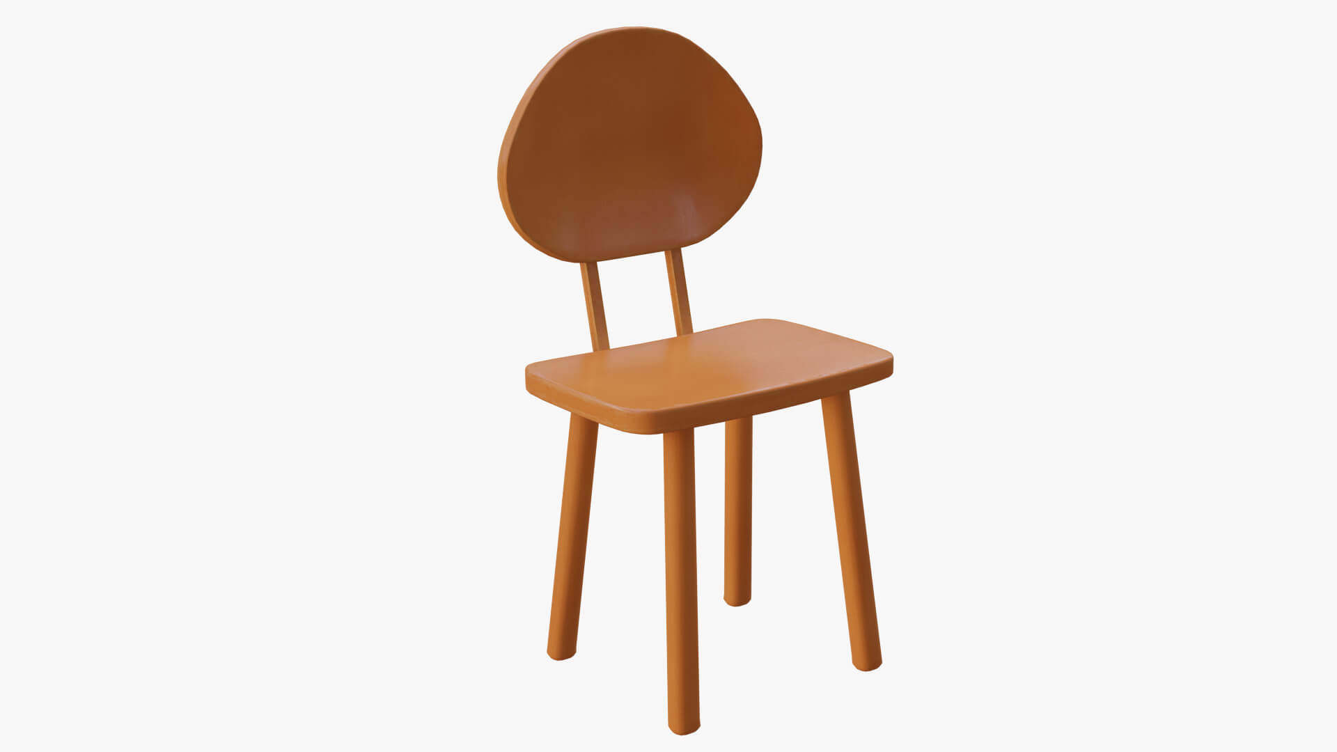 Cartoon Brown Wooden Chair 3D Model by RYANMAICOL