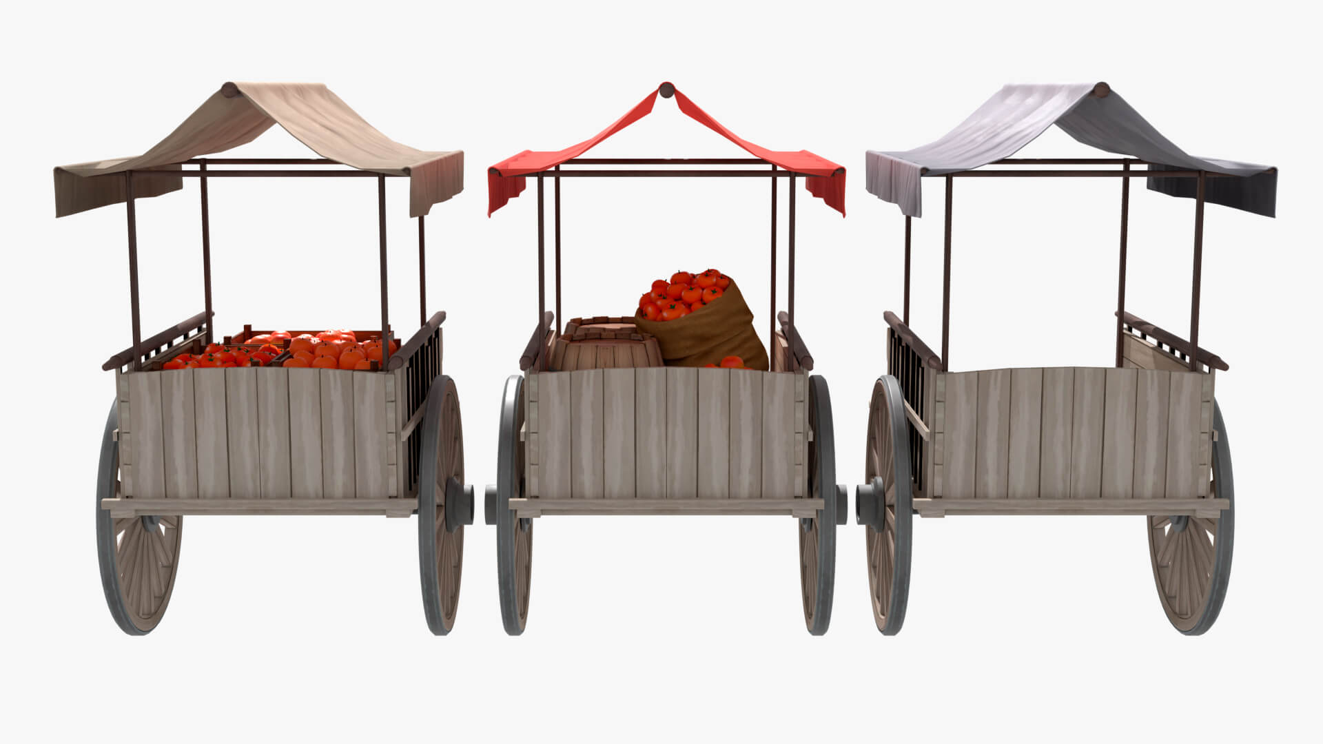 Old Cart With Food 3D Model by RYANMAICOL