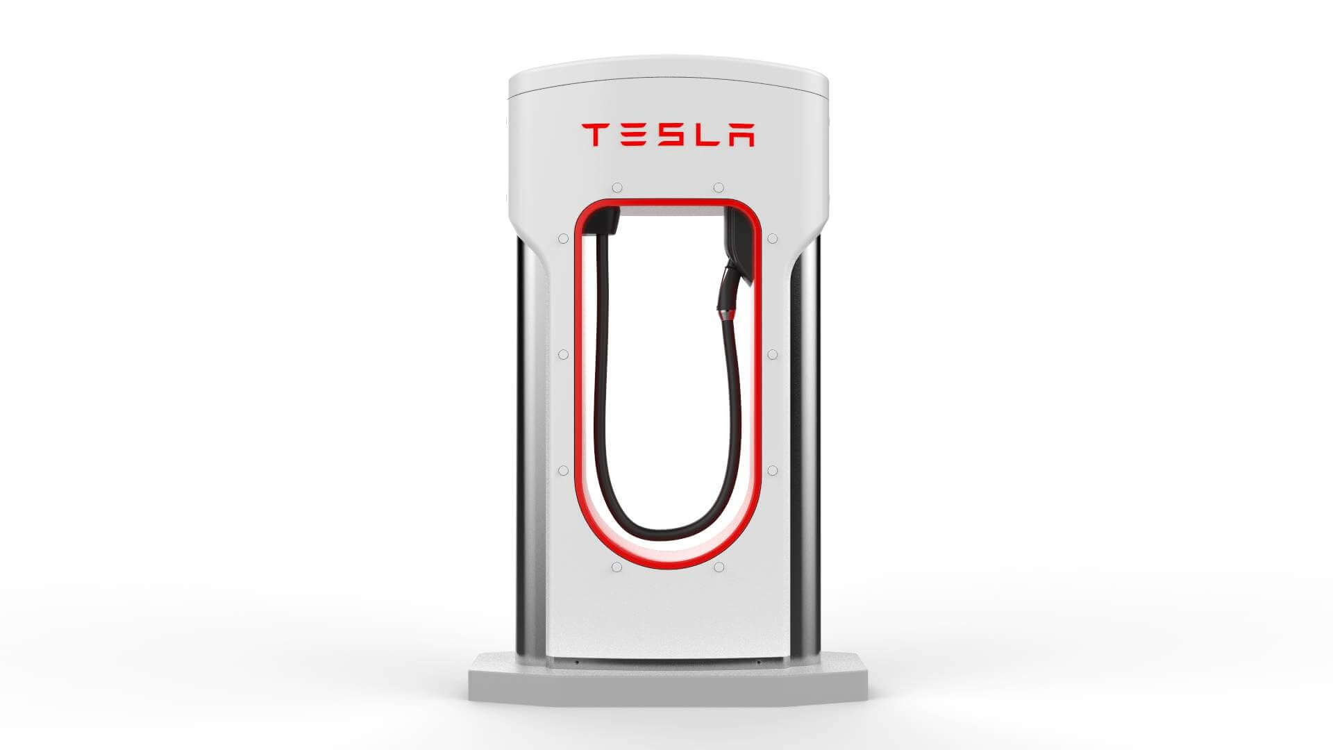 Tesla Electric Vehicle Charging Station 3D Model by rzo