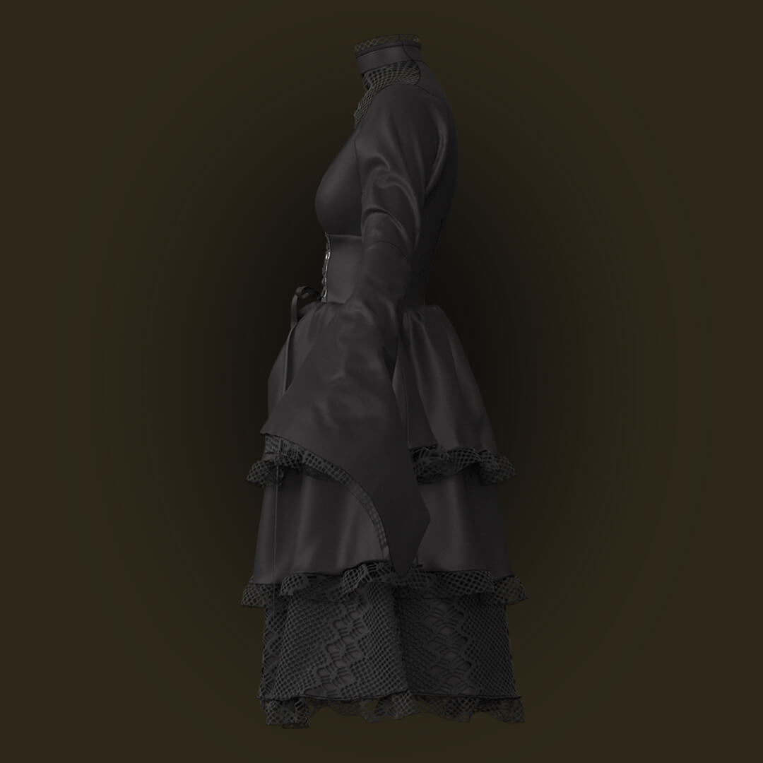 Gothic Dress - 3D Model by Sadykova_3d