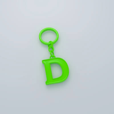 Plastic Alphabet D Keychain Green - 3D Model by Saeed2352