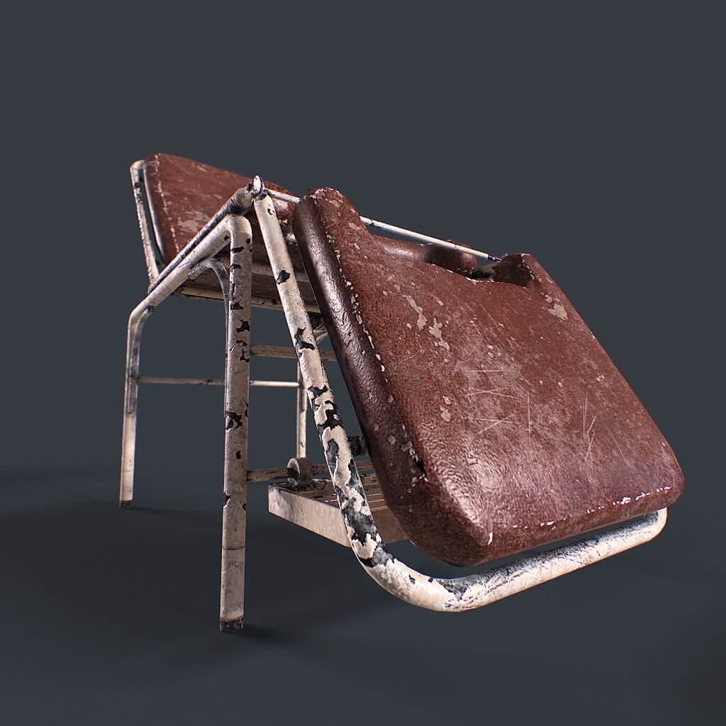 Vintage Hospital Bed 3D Model by salex
