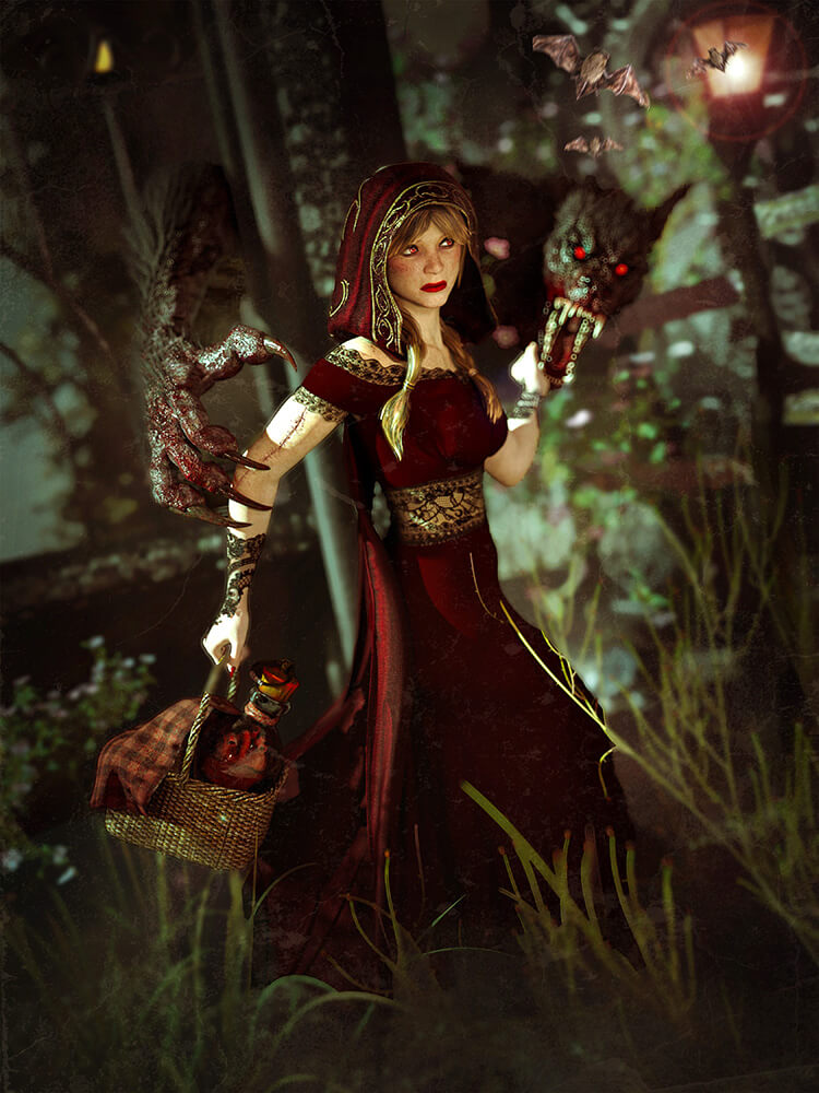 Red Flags & Wolf Signs 3D Render, Digital Art by Samara Blue