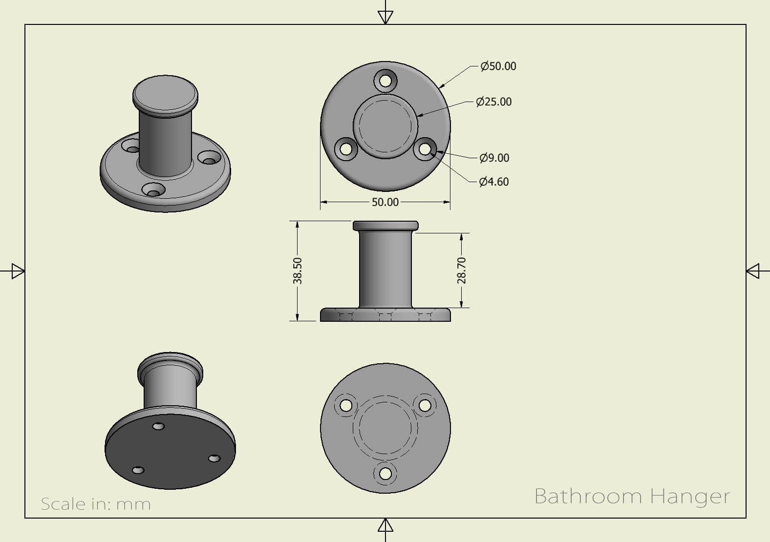 Bathroom Hanger - 3D Print Model by sanchiesp