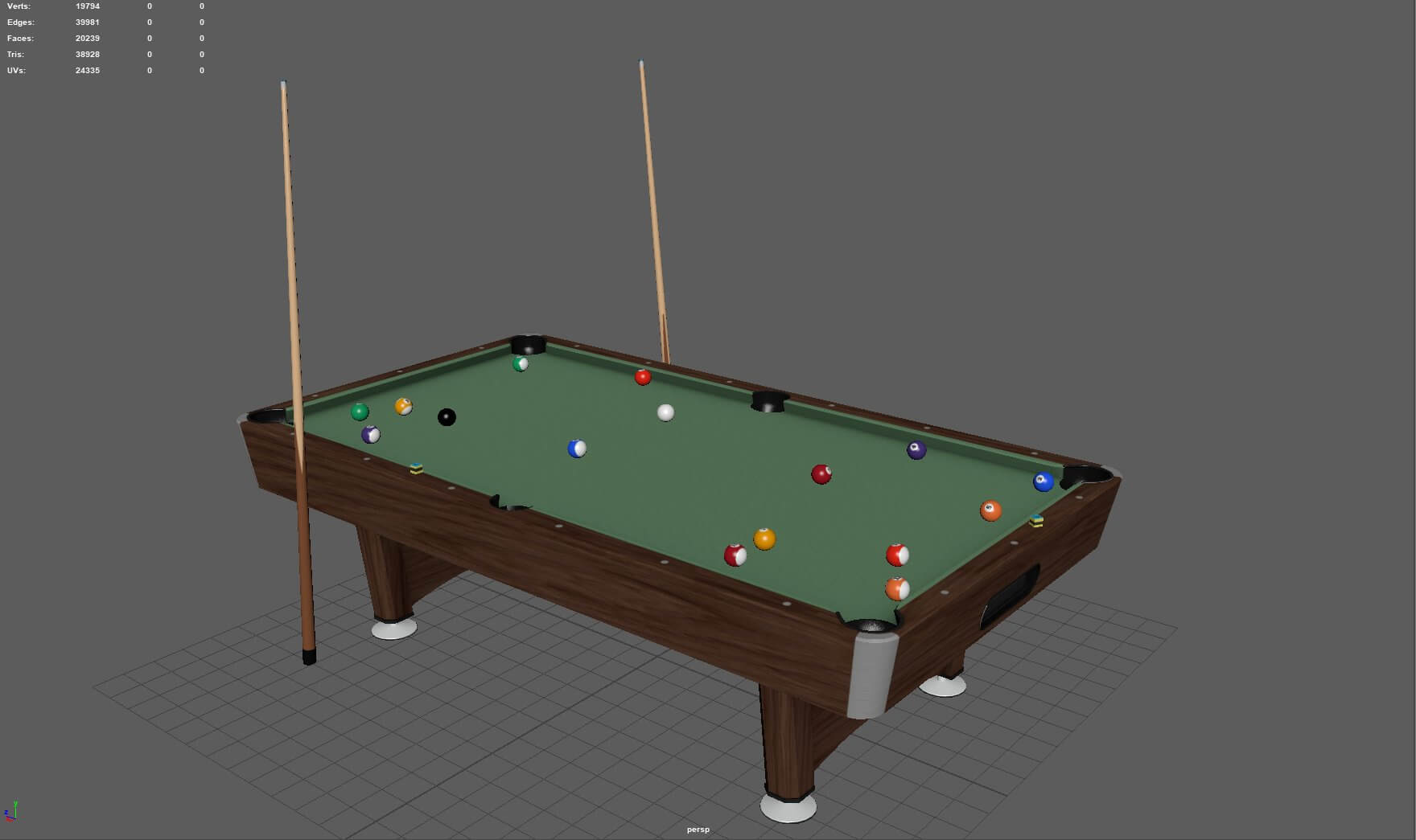 Billiard Pool Table 3D Model by sanchiesp