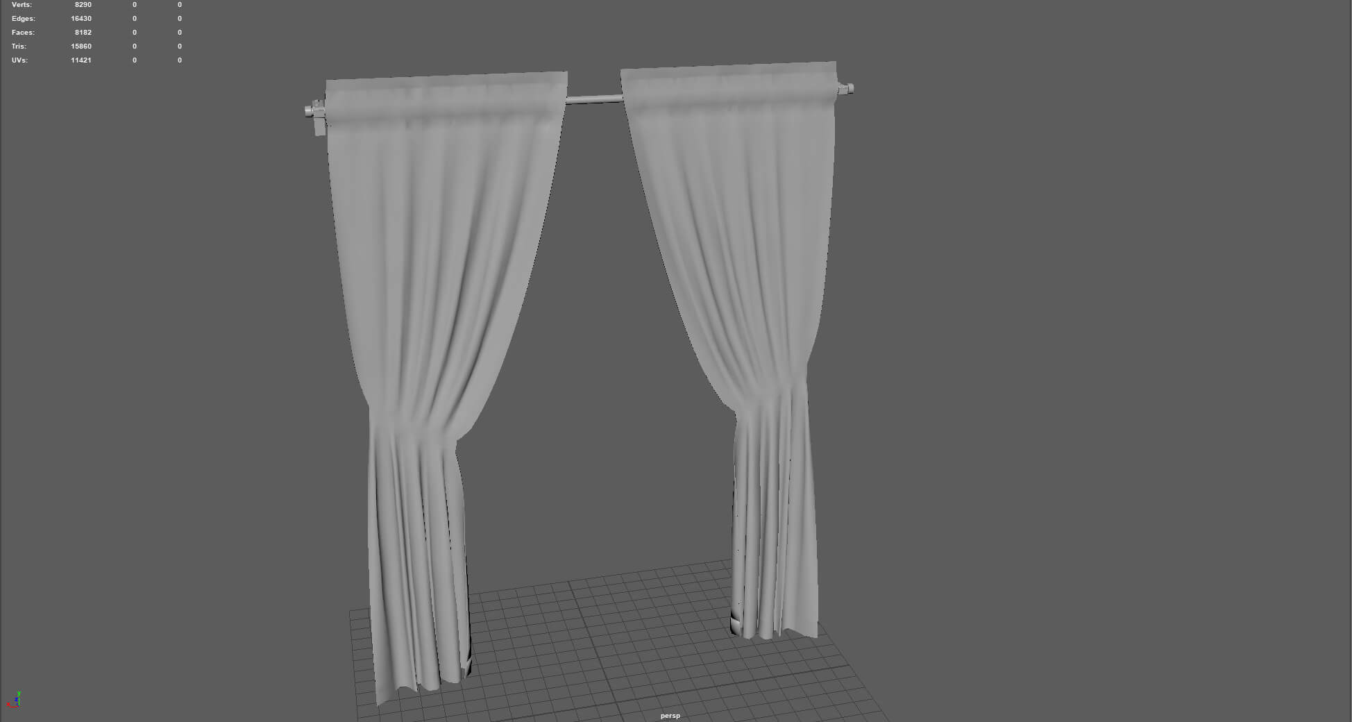 Curtain With Ties 3D Model by sanchiesp