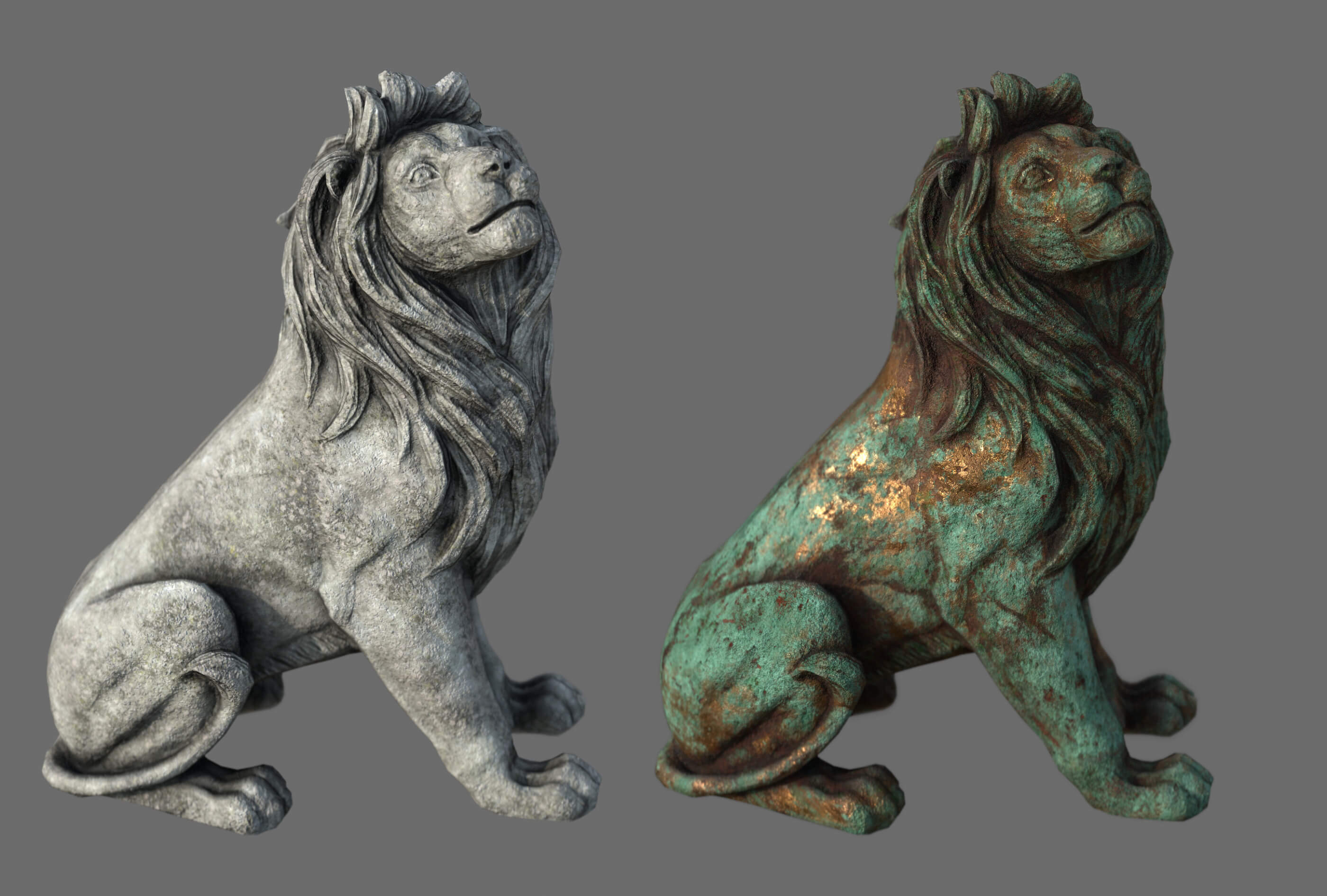 Concrete Lion Statue 3D Model by sanchiesp