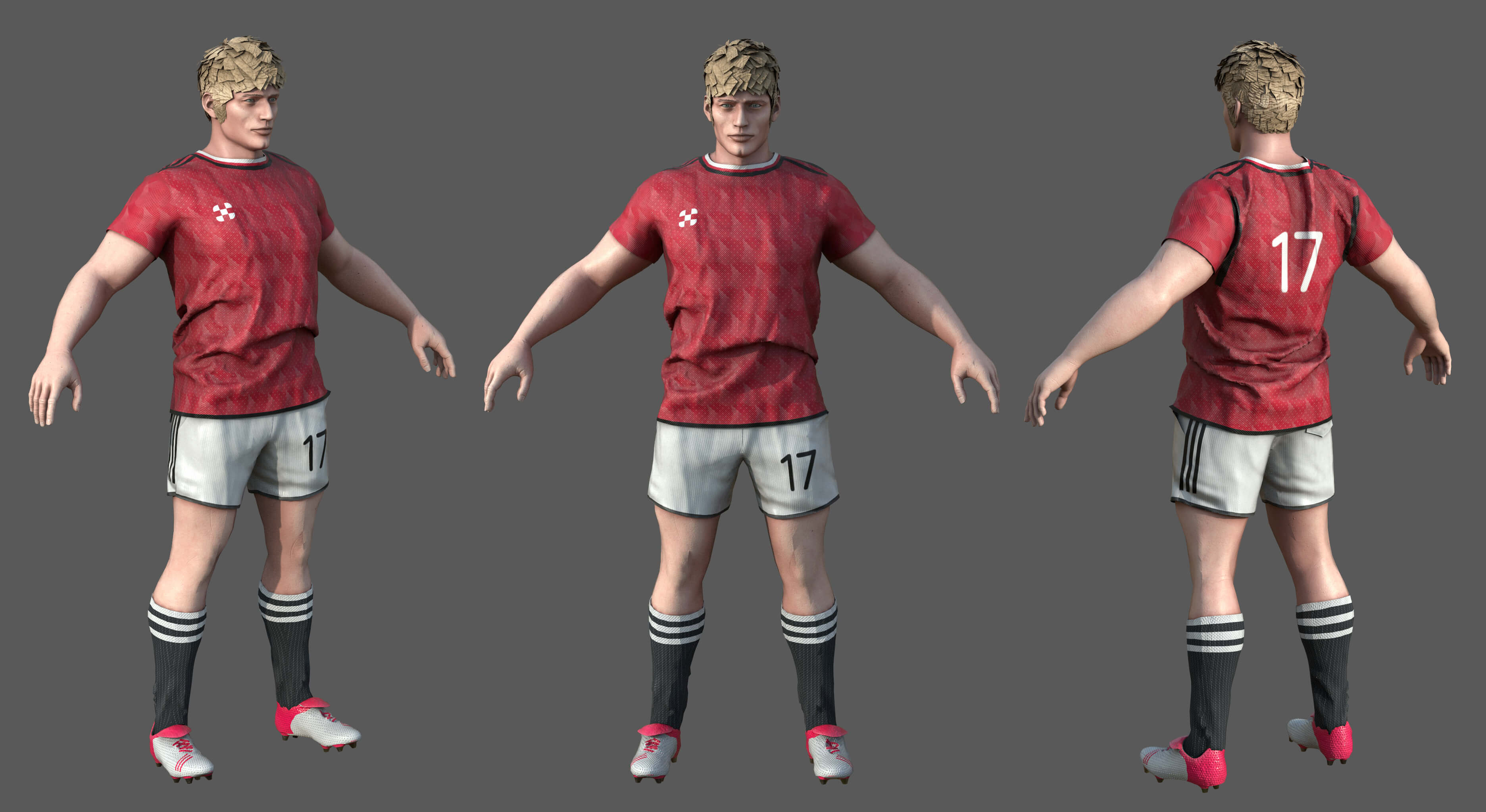 Male Football Player 3D Model by sanchiesp