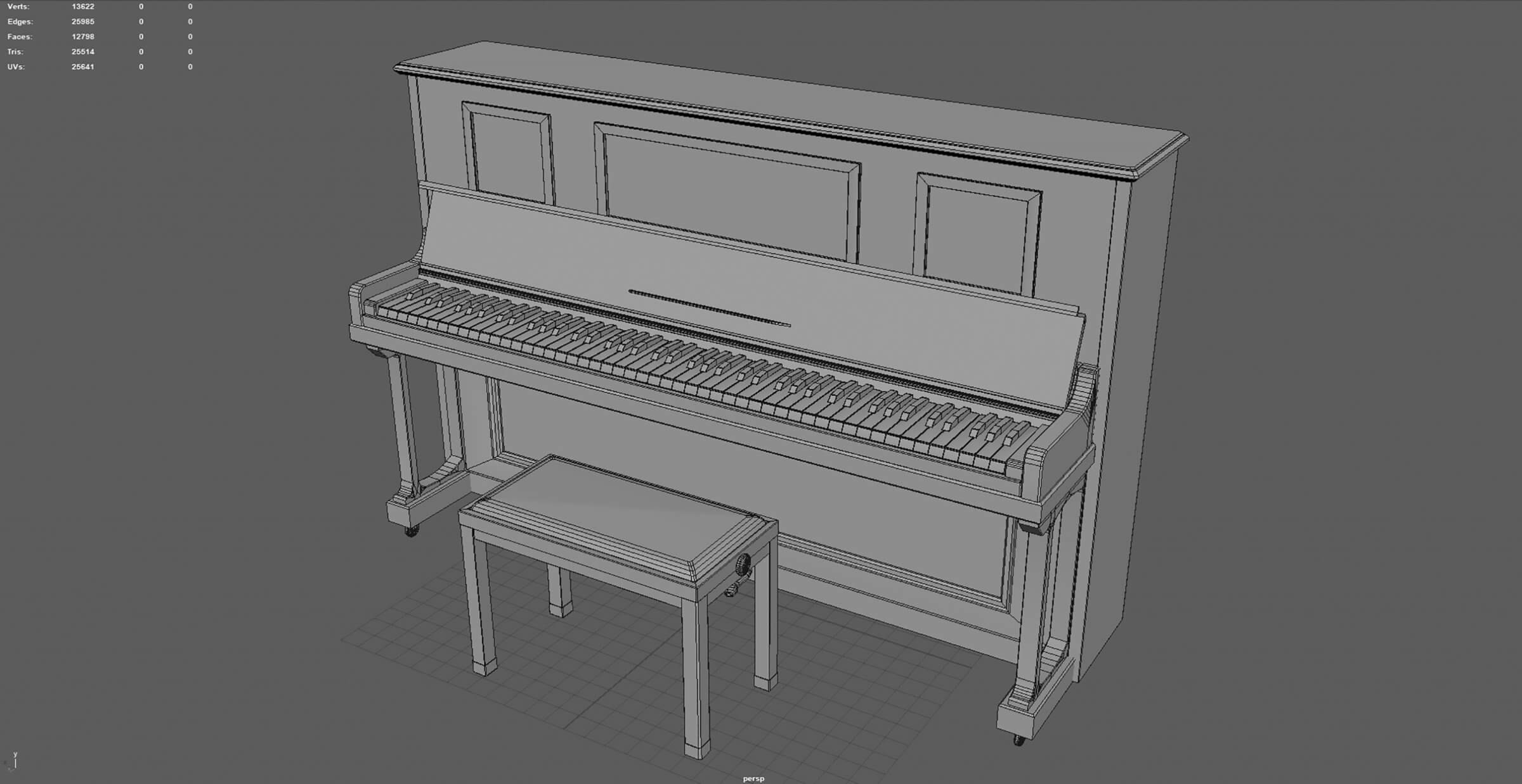 Upright Piano 3D Model by sanchiesp