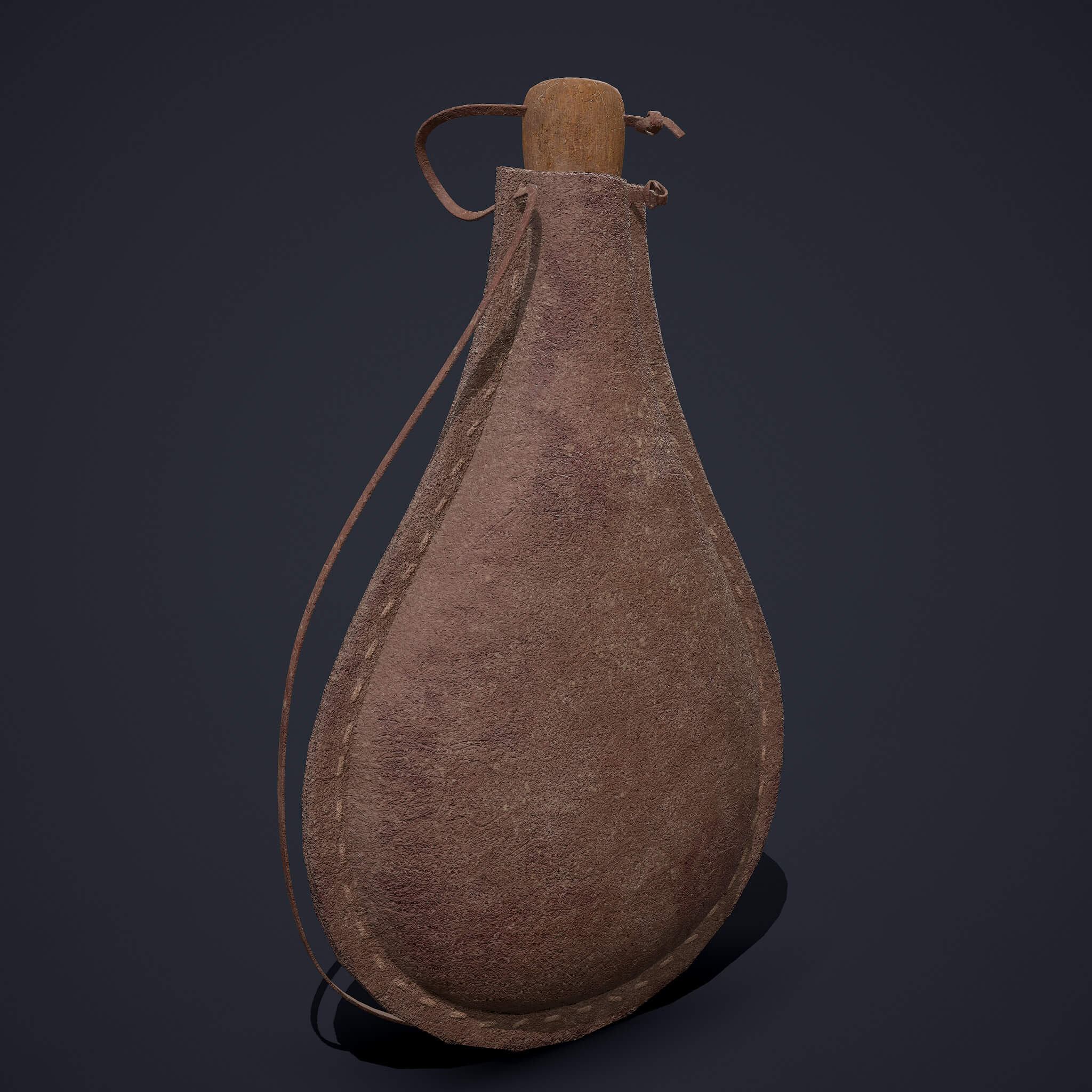 Medieval Leather Water Bottle 3D Model by Saqlain