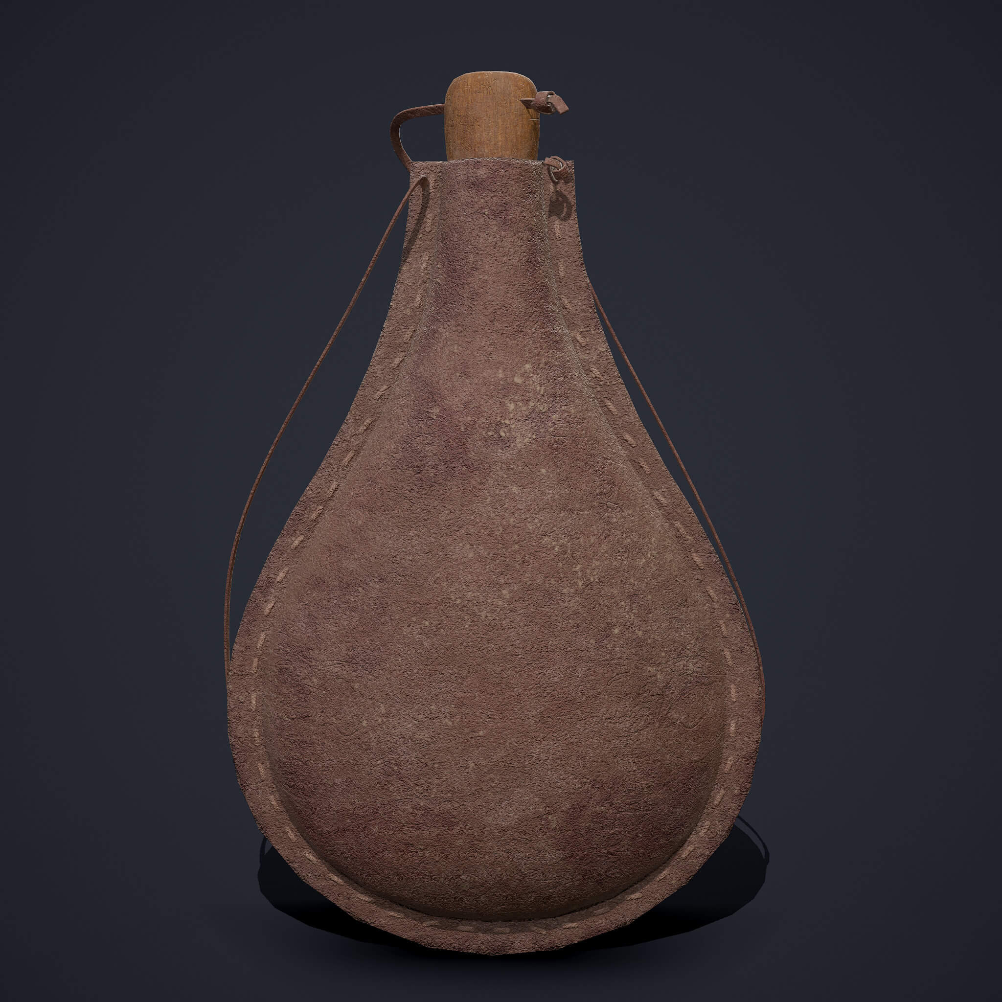 Medieval Leather Water Bottle 3D Model by Saqlain