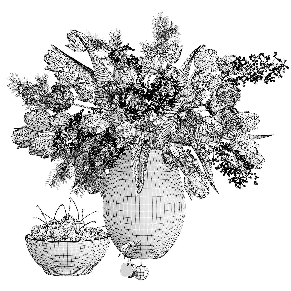 Bouquet of Flowers in a Vase - 3D Model by sara-angel