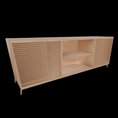 Modern Slatted Wooden TV Stand