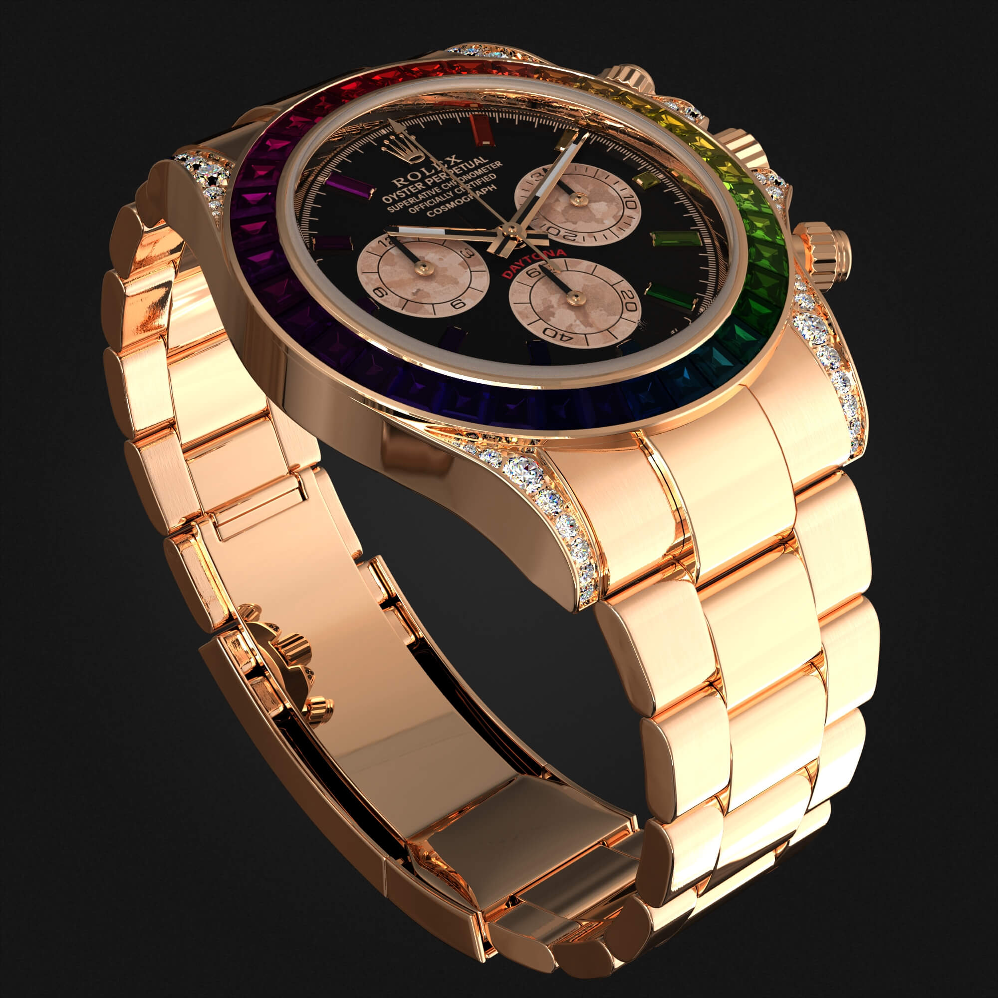 Rolex Daytona Rainbow Watch - 3D Model by SashaHerZ