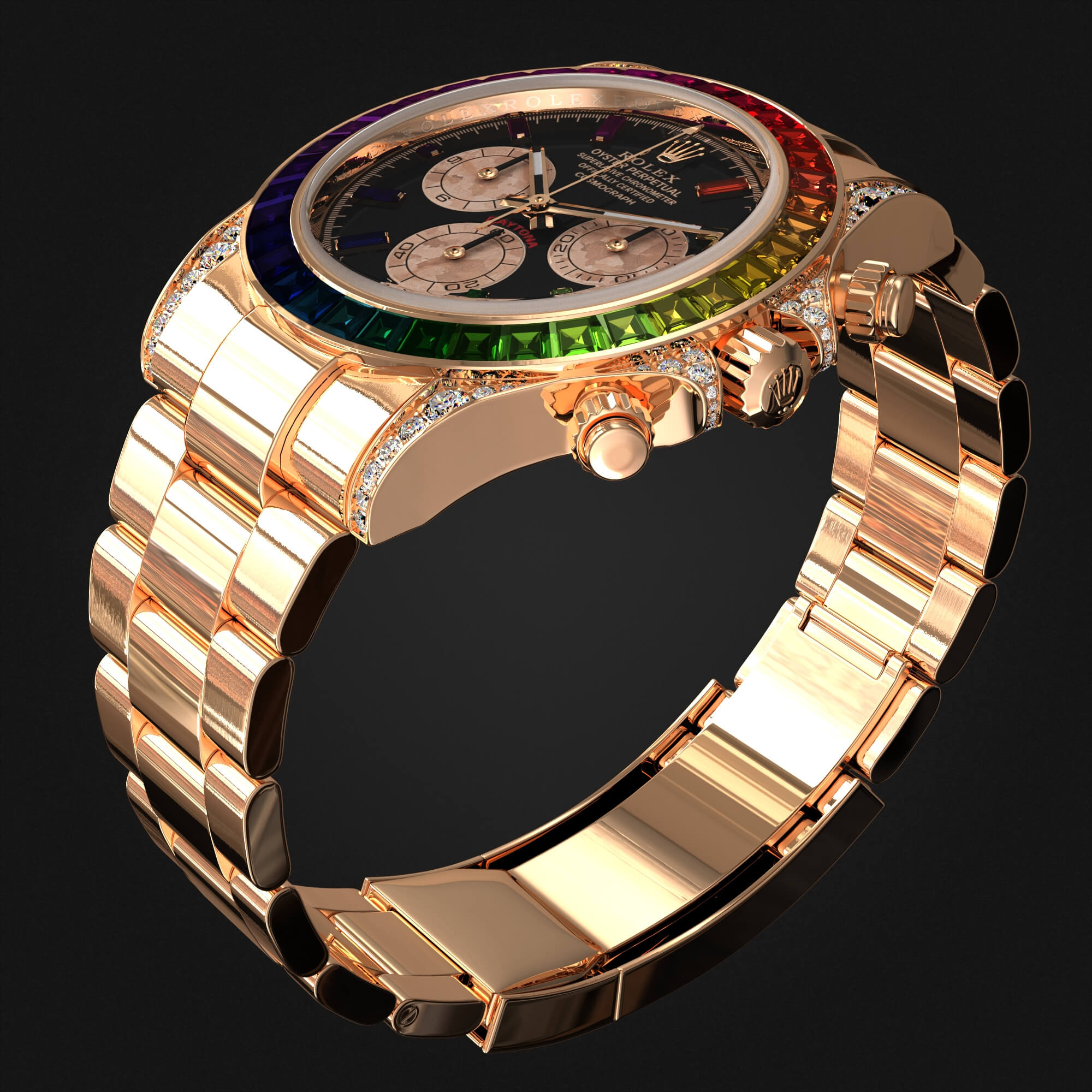 Rolex Daytona Rainbow Watch - 3D Model by SashaHerZ