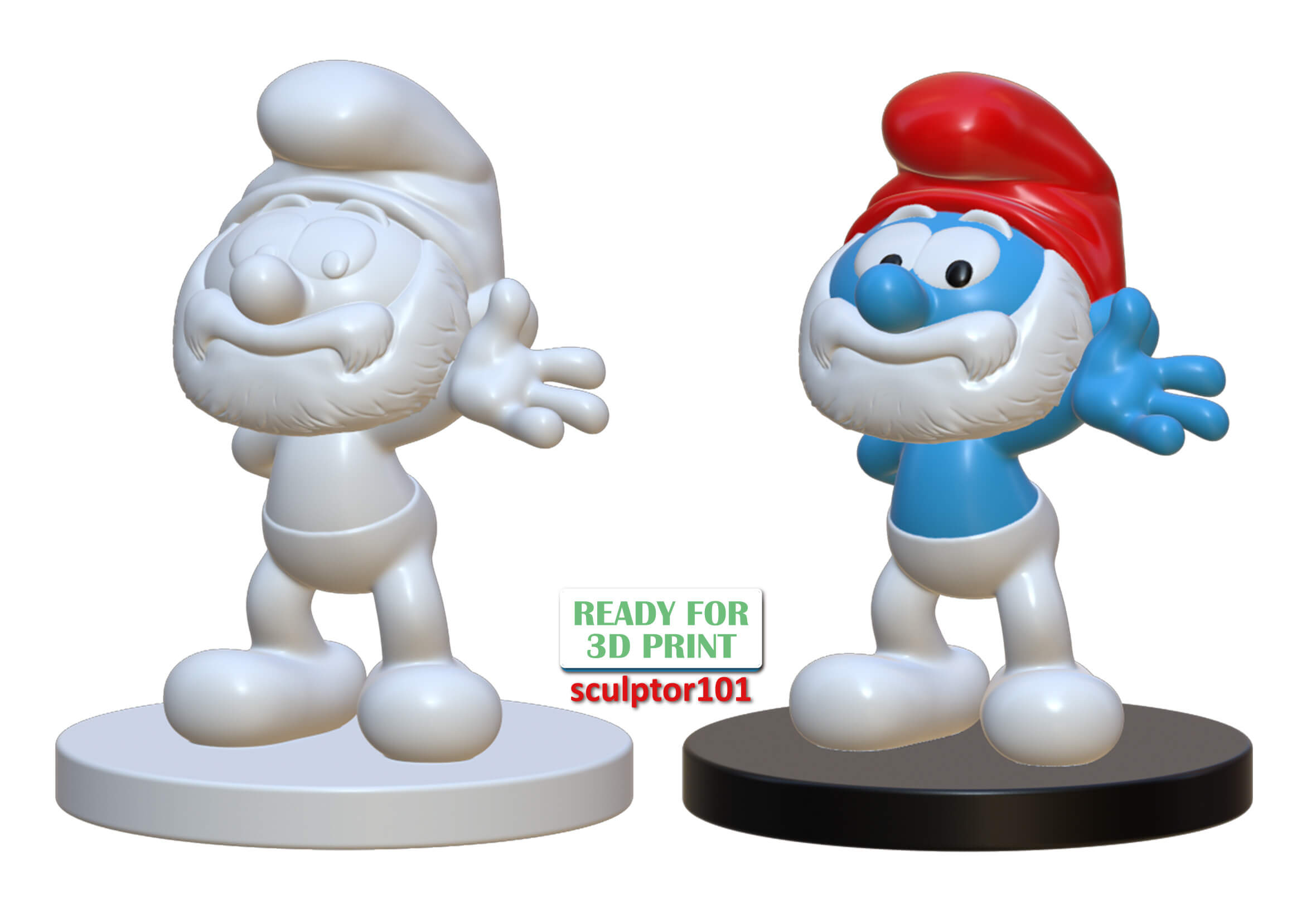 The Smurfs Papa Smurf 3D Print Model by sculptor101