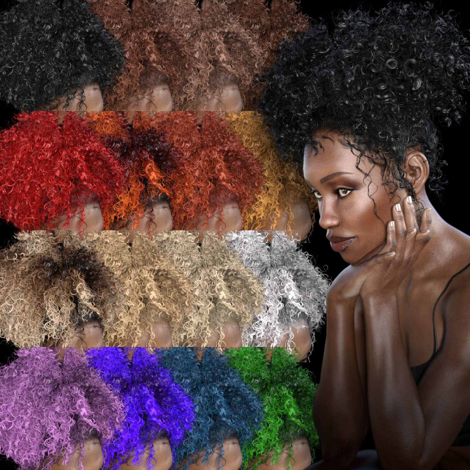 Pineapple Curls Hair for G8F Daz Content by SdeBStore