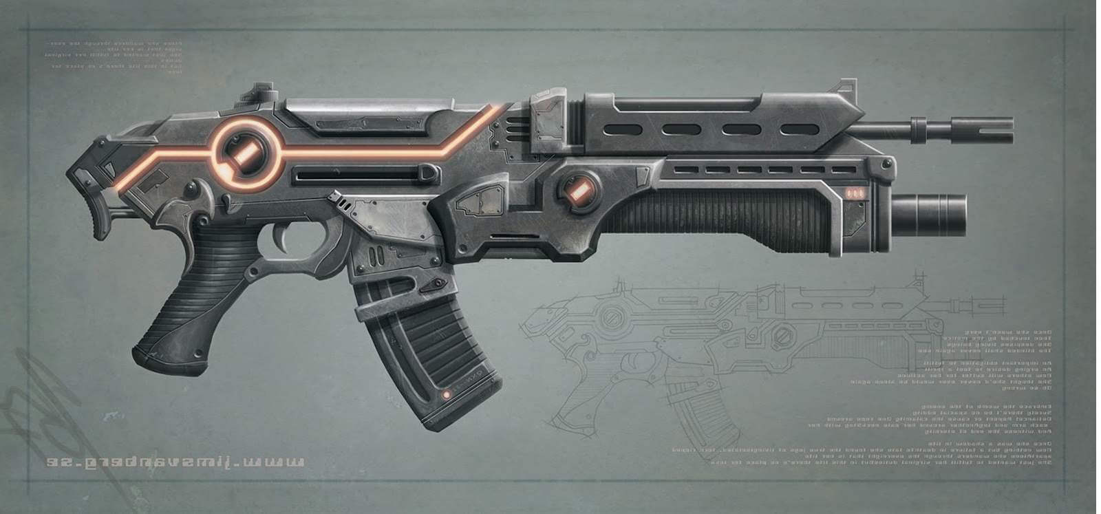 SciFi Assault Rifle Laser Blaster 3D Model by sergey971