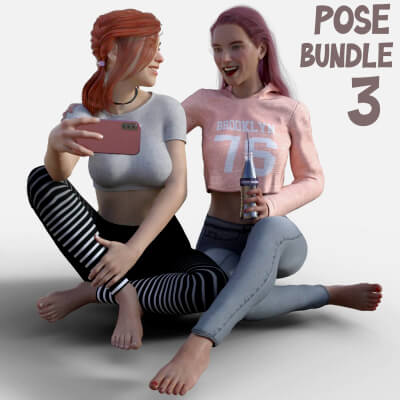 Lesbians Fun Day Out Pose Bundle for Genesis 8 Female