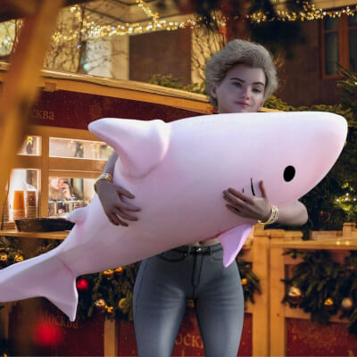 Plushie Shark and Cat Clock Free Props for DAZ Studio