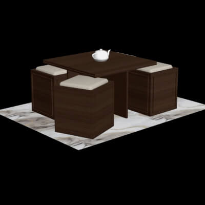 Wooden Coffee Tea Table - 3D Model by shaji786