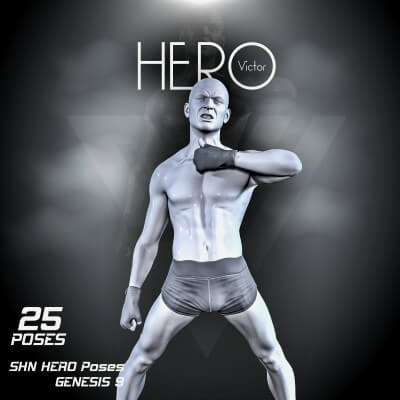 Shn Hero Poses For Genesis 9 Male and Female