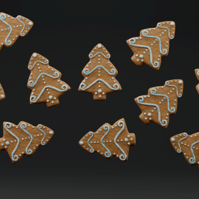 White Frostinggingerbread Tree Cookie