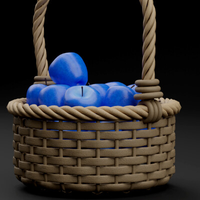 Wicker Basket With Blue Apples
