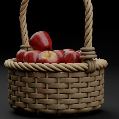 Wicker Basket With Red Apples