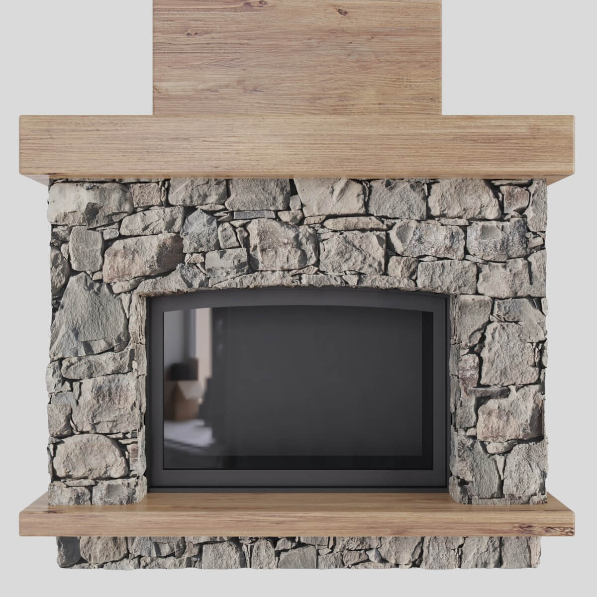 Stone and Wood Fireplace - Free 3D Model by Shiftplusa