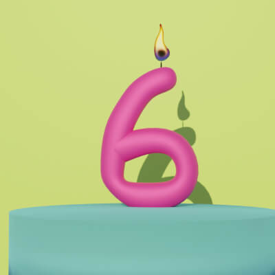 3D Candles Number 6