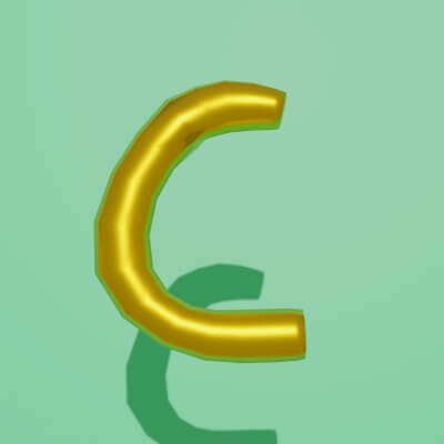 3D Golden Balloon Letter C  Shiny Party Decoration