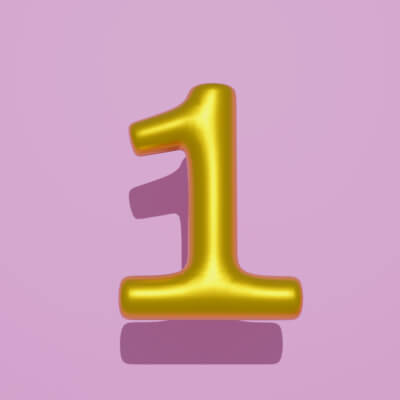 3D Golden Balloon Numbers 1 Shiny Party