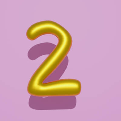 3D Golden Balloon Numbers 2 Shiny Party Decoration Pack