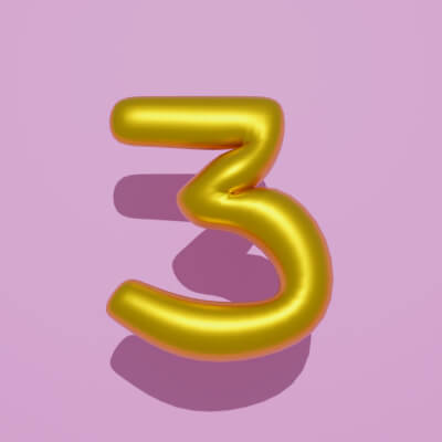 3D Golden Balloon Numbers 3- Shiny Party Decoration Pack